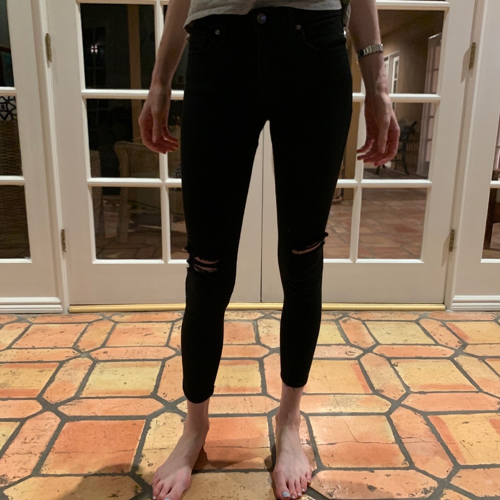 COPY - Just Black Black Skinny Jeans W/Ripped Knee